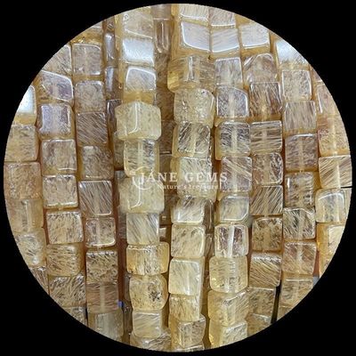 Bentuk kubus persegi batu permata alami manik-manik jeruk nipis batu giok Rhodonite untaian manik longgar untuk penyembuhan dan perhiasan DIY