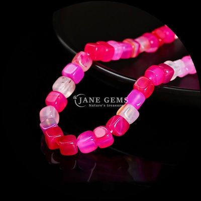 Bentuk kubus persegi batu permata alami manik-manik bergaris biru Agate lepas manik-manik untaian untuk penyembuhan dan DIY Perhiasan Ma