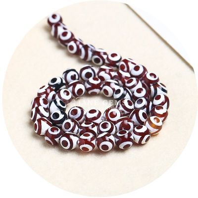 Agate Bentuk Bulat Batu Brown Football Dzi Manik Untuk Perhiasan & DIY Kerajinan Membuat