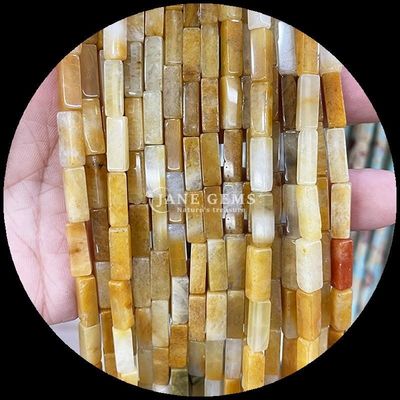 Bentuk persegi panjang Batu permata Untaian manik Kuning Jade Pink Aventurine
