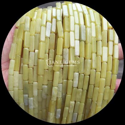 Batu permata alami manik bentuk persegi panjang Lemon Jade Howlite untaian longgar untuk DIY