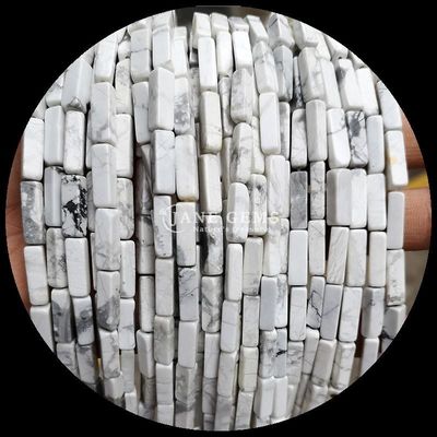 Batu permata alami manik bentuk persegi panjang Lemon Jade Howlite untaian longgar untuk DIY