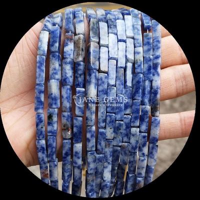 Batu permata alami manik bentuk persegi panjang Lemon Jade Howlite untaian longgar untuk DIY