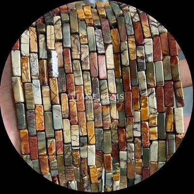 Bentuk persegi panjang Zebra Jasper Lapis Lazuli Batu permata Manik-manik Lolos untuk pembuatan perhiasan