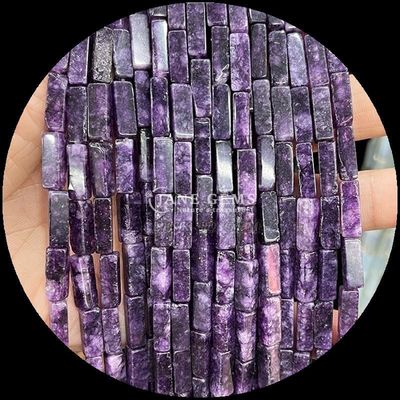 Polished Finish Rectangle Gems Bead Purple Chalcedony Map Jasper 4x13mm untuk Perhiasan DIY