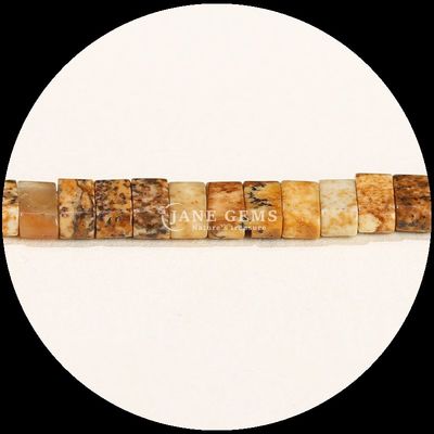 Batu permata alami dipoles Finish Cube Beads Amazonite Picture Jasper Loose Bead Strands Untuk pembuatan perhiasan