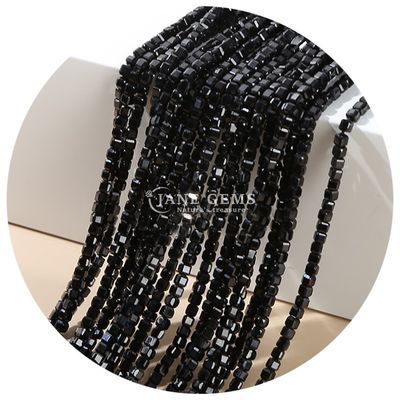 Kristal halus Bead Loose Strand Perak Obsidian Tourmaline untuk membuat kerajinan DIY