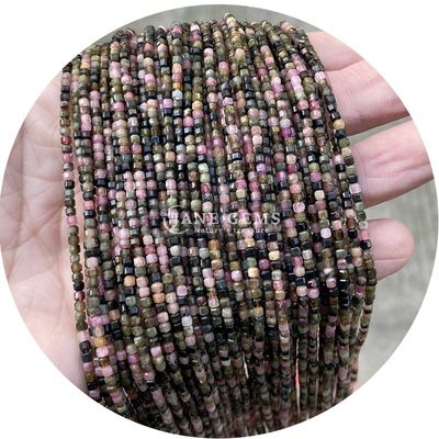 Kristal halus Bead Loose Strand Perak Obsidian Tourmaline untuk membuat kerajinan DIY