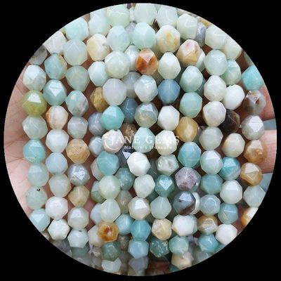 Batu permata berfacet Bentuk berlian alami Rhodonite Amazonite Manik-manik Untaian Lolos