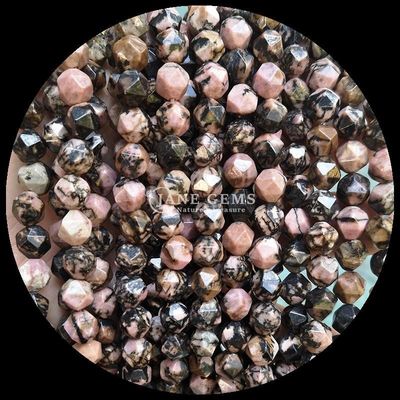 Batu permata berfacet Bentuk berlian alami Rhodonite Amazonite Manik-manik Untaian Lolos