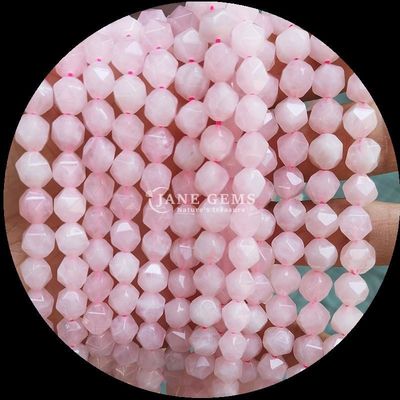 Batu permata alami manik-manik berbentuk berfacet Rose Kuarsa Tourmaline Untaian longgar untuk pembuatan perhiasan