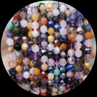 Elegant Faceted Natural Gemstone Beads Fluorite Lapis Lazuli Untaian longgar untuk pembuatan perhiasan