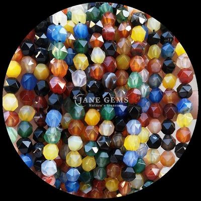 Berlian Cut Multicolor Batu permata manik-manik Kuarsa bening Carnelian untaian longgar untuk kerajinan perhiasan yang indah