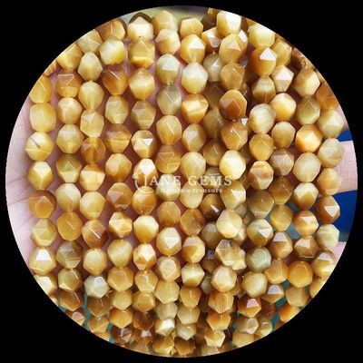 Multi warna Healing Energy Faceted halus Batu Manik Mata Harimau Hijau untuk pembuatan perhiasan