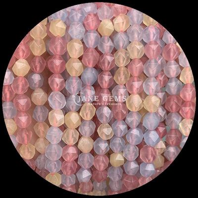 Permata Berfacet Berlian Alam Lolos Morganite Pink Aventurine Untaian Lolos untuk Pembuat Perhiasan