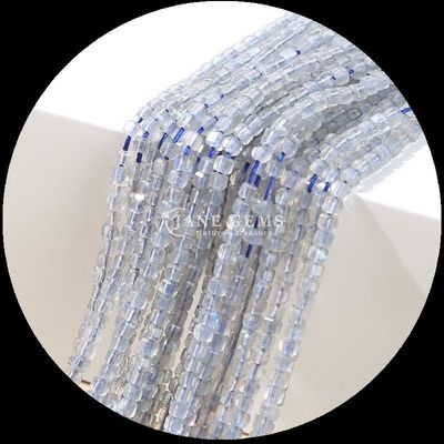 Batu Alam Polished Bead Batu permata Bentuk kubus persegi Fluorite Labradorite Mini Loose Bead Strands untuk Gelang / Kalung
