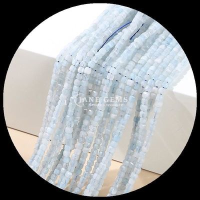 Batu Alam Polished Bead Batu permata Bentuk kubus persegi Fluorite Labradorite Mini Loose Bead Strands untuk Gelang / Kalung