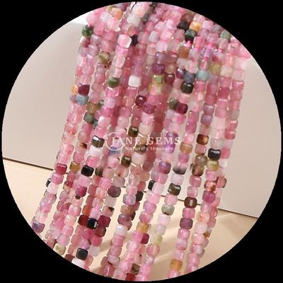 Batu Alam Polished Bead Batu permata Bentuk kubus persegi Fluorite Labradorite Mini Loose Bead Strands untuk Gelang / Kalung