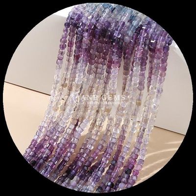 Batu Alam Polished Bead Batu permata Bentuk kubus persegi Fluorite Labradorite Mini Loose Bead Strands untuk Gelang / Kalung