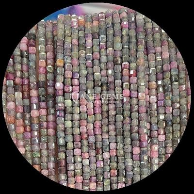 Berwarna-warni mini kubus batu permata manik-manik Opal merah muda dan hijau Agate untaian untuk perhiasan DIY