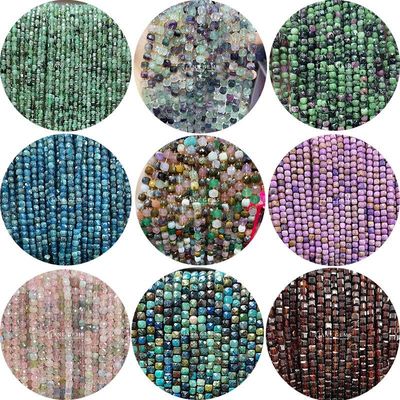 Batu permata berwarna-warni alami Kubu persegi Amethyst Strands longgar manik-manik untuk perhiasan DIY