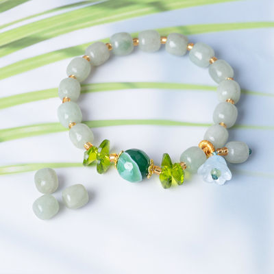 Natural Jade Beaded Bracelet Kesehatan Kecantikan Dan Harmoni Jane Permata Untuk Hadiah DIY Perhiasan buatan tangan