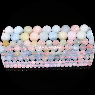 Berwarna-warni Bulat Batu permata manik-manik Garnet Morganite Untuk Perhiasan Membuat DIY Gelang Kalung / Earrings