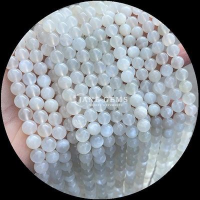 Batu permata alami dengan potongan bulat Batu bulan Fluorit Samudra Jasper Strands longgar manik-manik untuk perhiasan DIY