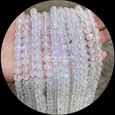 Batu permata alami dengan potongan bulat Batu bulan Fluorit Samudra Jasper Strands longgar manik-manik untuk perhiasan DIY