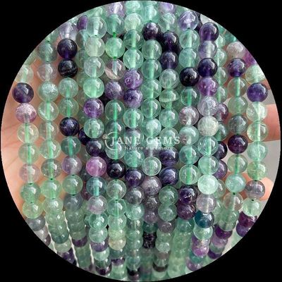 Batu permata alami dengan potongan bulat Batu bulan Fluorit Samudra Jasper Strands longgar manik-manik untuk perhiasan DIY