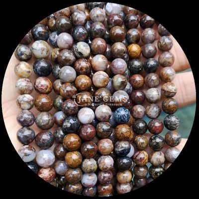 Batu permata bulat yang dipoles DIY manik-manik Lapis Lazuli Malachite Tourmaline Untaian longgar untuk pembuatan perhiasan