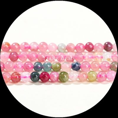 Vivid Round Multi Color DIY Perhiasan Mini Lolos Tourmaline Yellow Jade Lolos Strands Manik-manik