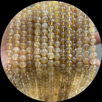 Manik-manik Bulat dalam Berbagai Warna Natural Rose Quartz Golden Rutilated Quartz untuk Perhiasan DIY