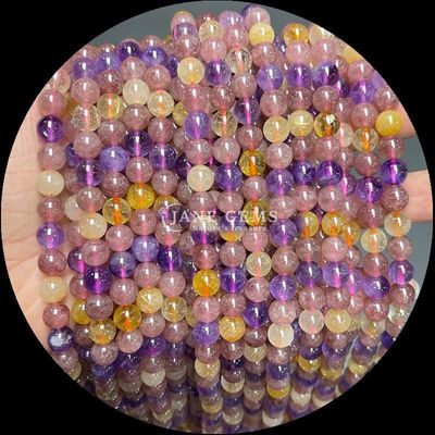 Batu permata bulat Fire Quartz Smoky Quartz Bead Strands dalam berbagai warna untuk DIY Perhiasan Kerajinan