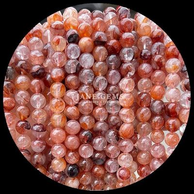Batu permata bulat Fire Quartz Smoky Quartz Bead Strands dalam berbagai warna untuk DIY Perhiasan Kerajinan