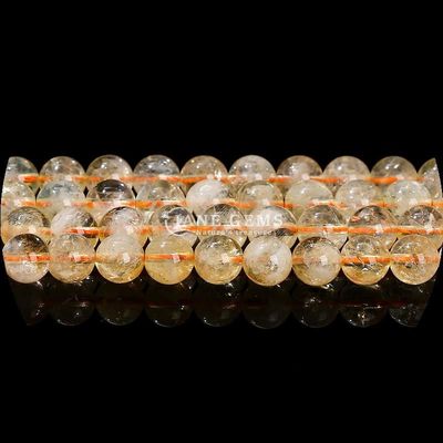 Bentuk Bulat Alam Batu permata manik-manik Kuarsa bening Sitrin Amethyst Untaian longgar untuk perhiasan DIY
