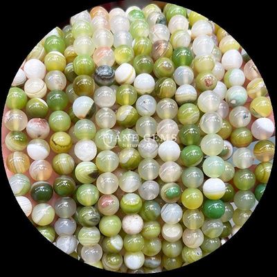 Bentuk Bulat Batu permata Merah Bergaris Agate Hijau Bergaris Agate Natural Loose Bead Strands untuk Earrings DIY Perhiasan pembuatan