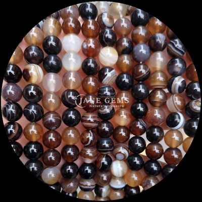 Bentuk Bulat Batu permata Merah Bergaris Agate Hijau Bergaris Agate Natural Loose Bead Strands untuk Earrings DIY Perhiasan pembuatan