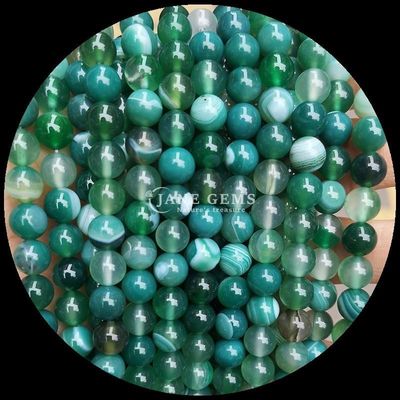 Bentuk Bulat Batu permata Merah Bergaris Agate Hijau Bergaris Agate Natural Loose Bead Strands untuk Earrings DIY Perhiasan pembuatan