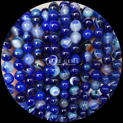Multi-warna Putaran Bulat Batu permata manik-manik Kuning Biru Bergaris Agate untuk DIY Perhiasan pembuatan dan penyembuhan gelang