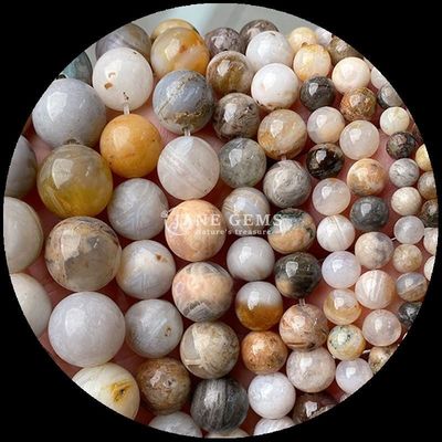 Bentuk Bulat 8mm Natural Gemstone Beads Berbagai Agate Beads Carnelian Kuning Bergaris Agate Loose Bead Strand untuk Perhiasan DIY