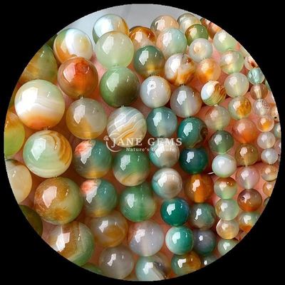 Bentuk Bulat 8mm Natural Gemstone Beads Berbagai Agate Beads Carnelian Kuning Bergaris Agate Loose Bead Strand untuk Perhiasan DIY
