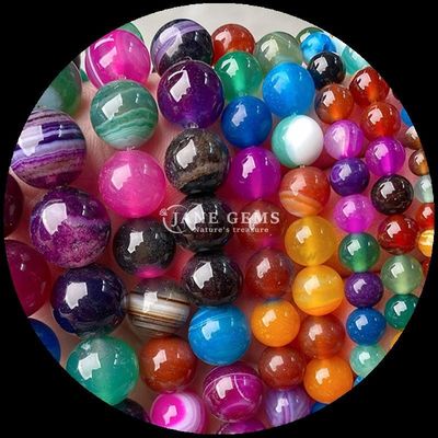 Manik-manik Agate bergaris manik-manik permata 8mm untuk Perhiasan Membuat Kerajinan DIY