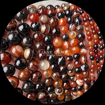 Manik-manik Agate bergaris manik-manik permata 8mm untuk Perhiasan Membuat Kerajinan DIY