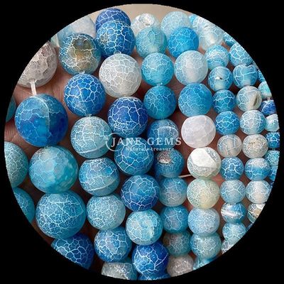 Batu permata berbentuk bulat manik-manik kuning biru cuaca Agate lepas untaian untuk perhiasan DIY