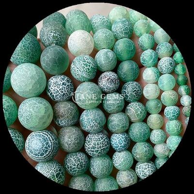 Batu permata berbentuk bulat manik-manik kuning biru cuaca Agate lepas untaian untuk perhiasan DIY