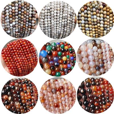 Customized Multi-warna manik-manik Agate dalam bentuk bulat 8mm dari untuk pembuatan perhiasan