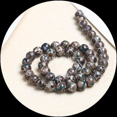 DIY Perhiasan Membuat Penting Multi-warna Tibatan Agate Manik Tiga Mata Dzi Lolos Manik Untaian dengan teknik dipoles
