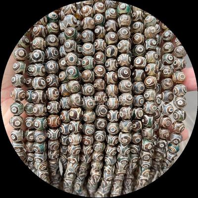 DIY Perhiasan Membuat Penting Multi-warna Tibatan Agate Manik Tiga Mata Dzi Lolos Manik Untaian dengan teknik dipoles
