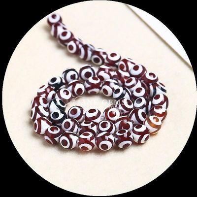 DIY Perhiasan Membuat Penting Multi-warna Tibatan Agate Manik Tiga Mata Dzi Lolos Manik Untaian dengan teknik dipoles